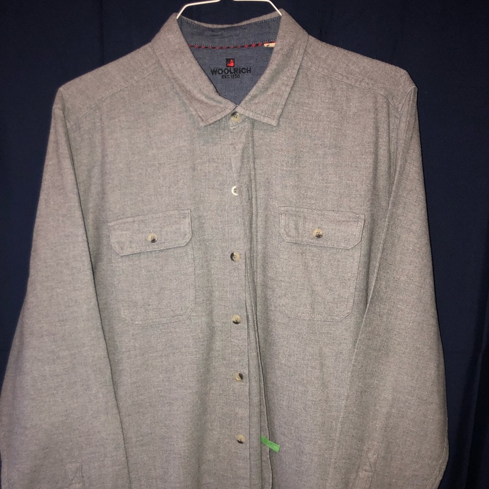 Woolrich Gray Wool Button Down Shirt